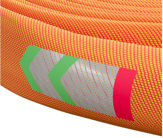 Bild von ESCHBACH Feuerlöschschlauch BUFFALO SAFETY ohne Kupplungen, L3, gelb-orange, fluoreszierend, alternierende Anbringung von Richtungskennung, C-42, 30mtr.