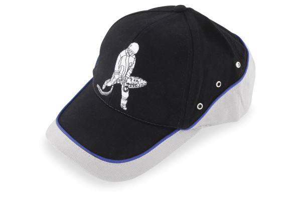 Bild von WEBER s´ Käpple, Base-Cap mit gesticktem Logo, schwarz/grau mit umlaufendem blauen Streifen