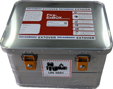 Bild von KIRSCHNER FireExBOX - Quarantänebox zum Transportieren und Lagern von Lithium-Ionen-Akkus inkl. EXTOVER Löschgranulat, 29 ltr.