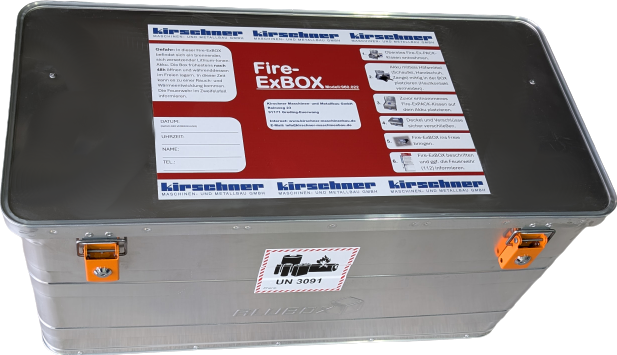 Bild von KIRSCHNER FireExBOX - Quarantänebox zum Transportieren und Lagern von Lithium-Ionen-Akkus inkl. EXTOVER Löschgranulat, 90 ltr.